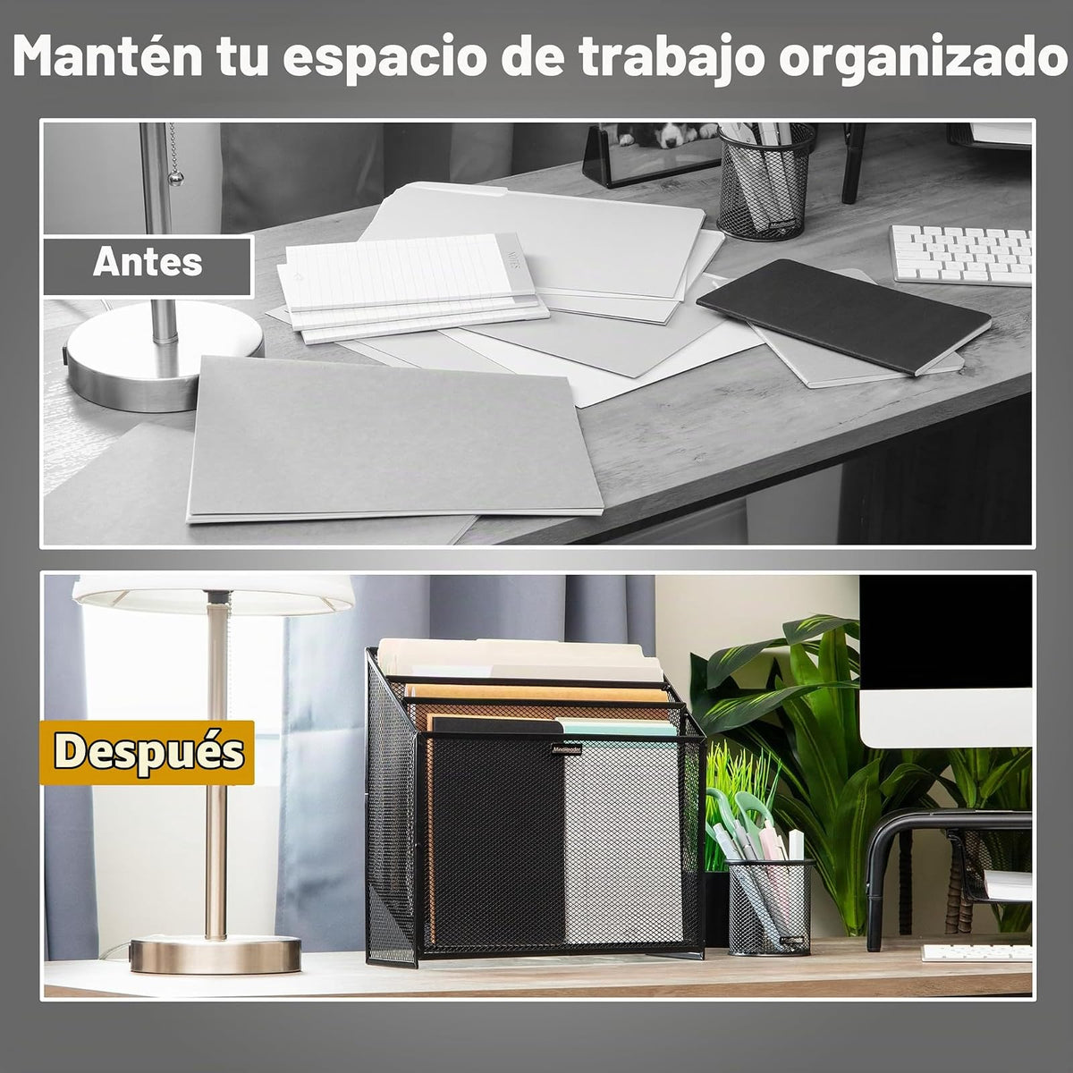 Mind Reader Vertical File Storage, Desktop Organizer, Workspace, Office, Metal Mesh, 12.5"L x 3.75"W x 11.5"H, Black