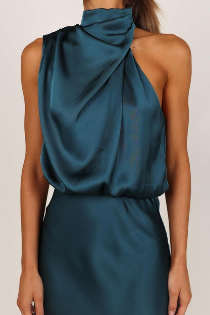 Petal & Pup Anabelle Vestido Midi con Cuello Halter para Mujer, Verde Azulado, Small