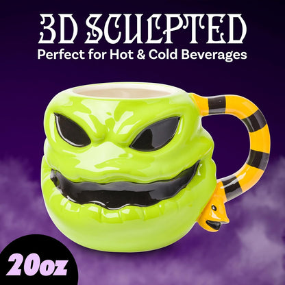 Silver Buffalo Disney Nightmare Before Christmas Oogie Boogie - Taza esculpida 3D de cerámica, 20 onzas