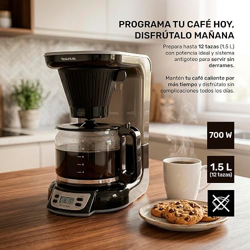 Taurus Cafetera Programable 24 horas Velvet Digital, Pequeño