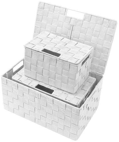 Sorbus - Juego de cesta de almacenamiento plegable con asas de transporte integradas, ideal para la organización del hogar, guardería, sala de juegos, armario, dormitorio, etc., Lid Bins - 3 Pack