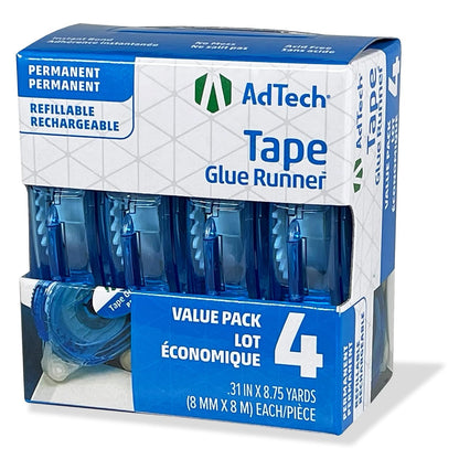 Ad-Tech Glue Runner rollo adhesivo permanente, 0.31" x 8.75 yardas (8 mm x 8 m), 4 por paquete