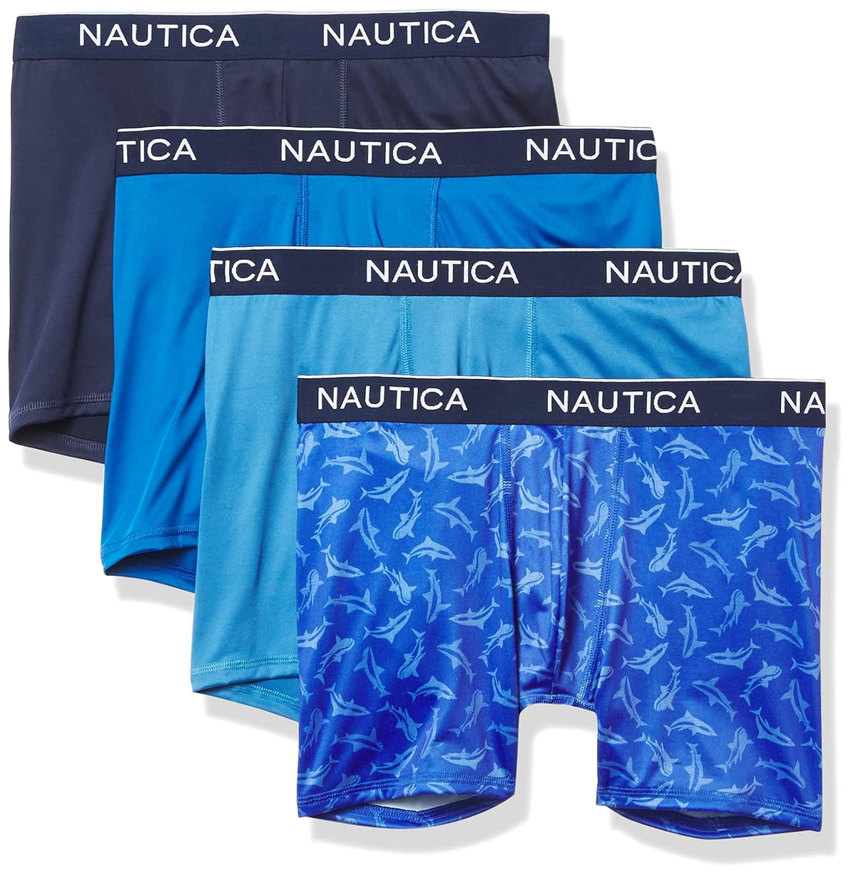 Nautica Paquete de 4 Calzoncillos Boxer Micro Stretch para Hombre - Peacoat - Mónaco Azul - Aero - Shark-Sea Cobalt - G