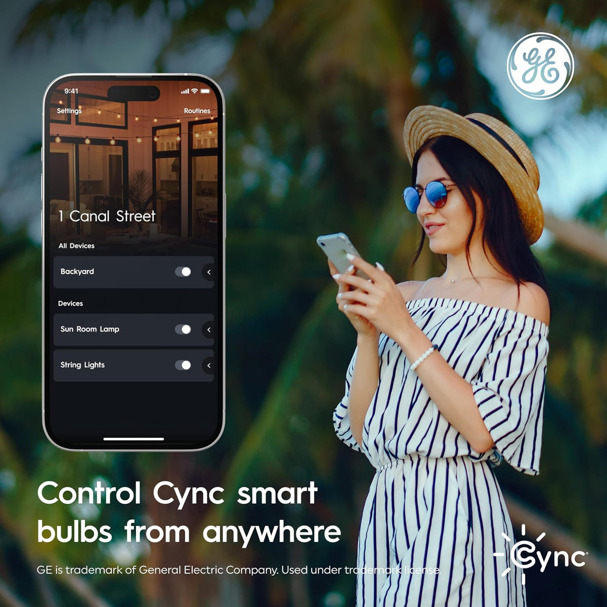 GE Cync - Bombillas LED inteligentes A19, decoración de habitación, luces WiFi estéticas que cambian de color, foco LED interior, compatible con Alexa y Google (paquete de 2)