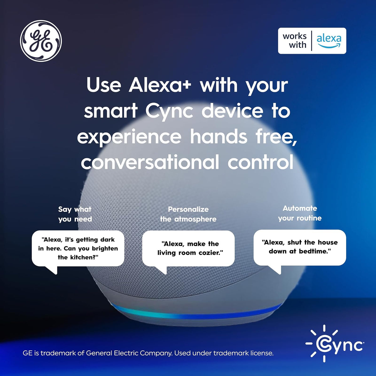 GE Cync - Bombillas LED inteligentes A19, decoración de habitación, luces WiFi estéticas que cambian de color, foco LED interior, compatible con Alexa y Google (paquete de 2)