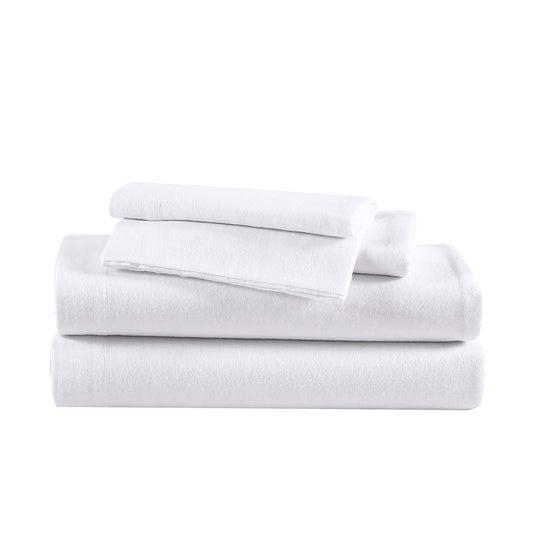 Eddie Bauer - Juego de sábanas matrimoniales, Franela de algodón, Cepillado para Mayor suavidad, decoración acogedora del hogar (Blanco, matrimonial)