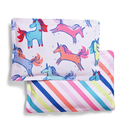 Cool Coolers by Fit & Fresh - Paquete de 2 Unidades de Hielo Suave, Nailon elástico Flexible, Bolsas de Hielo Reutilizables para loncheras y enfriadores, Rayas de Unicornio