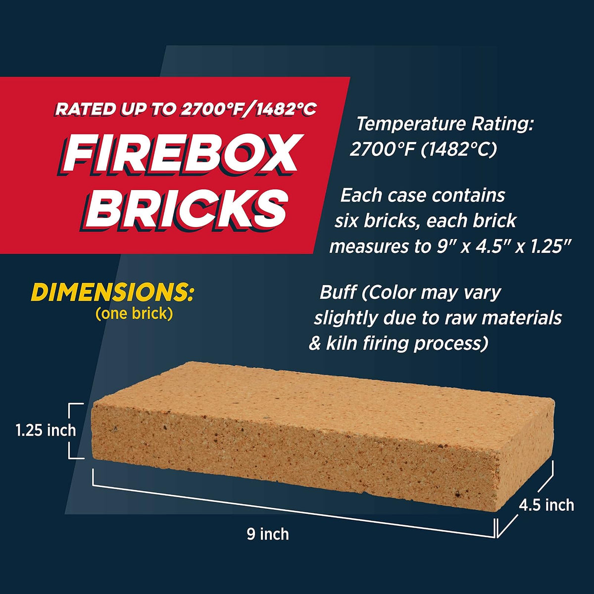 Rutland Products - Ladrillo de Fuego, 6 Unidades, Paquete de 1