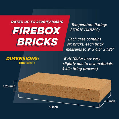 Rutland Products - Ladrillo de Fuego, 6 Unidades, Paquete de 1