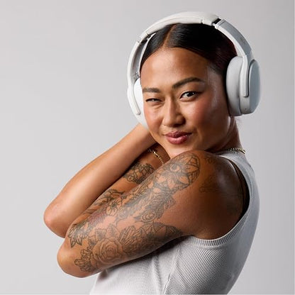 Skullcandy Crusher EVO Wireless Multi-Sensory Bass Headphones - Bone | Bluetooth, Noise Isolating Over-Ear Fit, 40 Hours Battery, Microphone, Working Out, Gym, Travel, Studying, Music