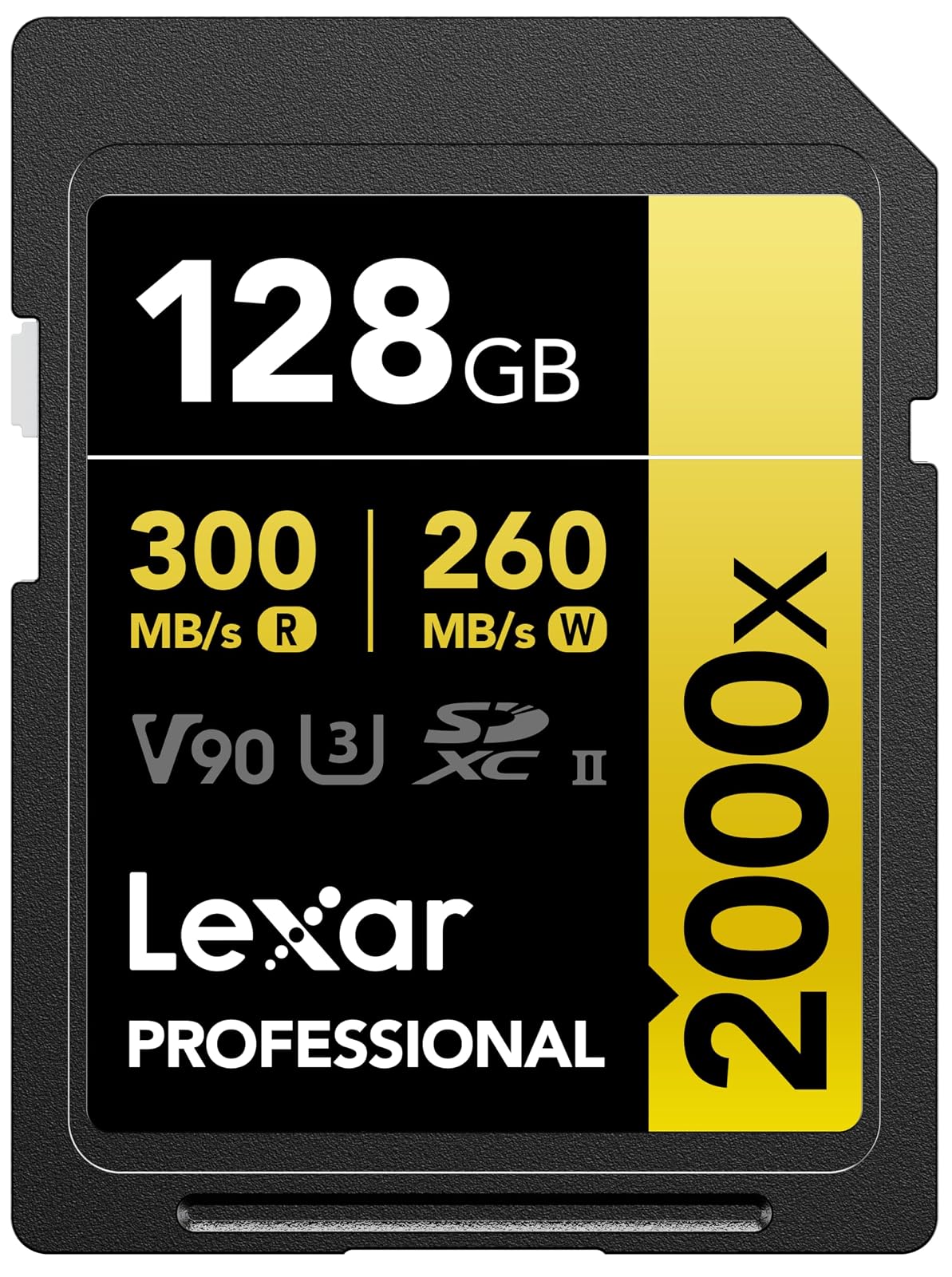Lexar Tarjeta Profesional 2000x 128GB SDXC UHS-II, hasta 300MB/s de Lectura, para cámaras de vídeo Cine (LSD2000128G-BNNNU)