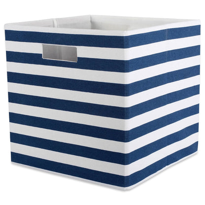 DII Contenedor de Almacenamiento Plegable de Tela para guardería, oficinas y organización del hogar, (27 x 27,9 x 27,9 cm), diseño de Rayas, Color Azul - Azul