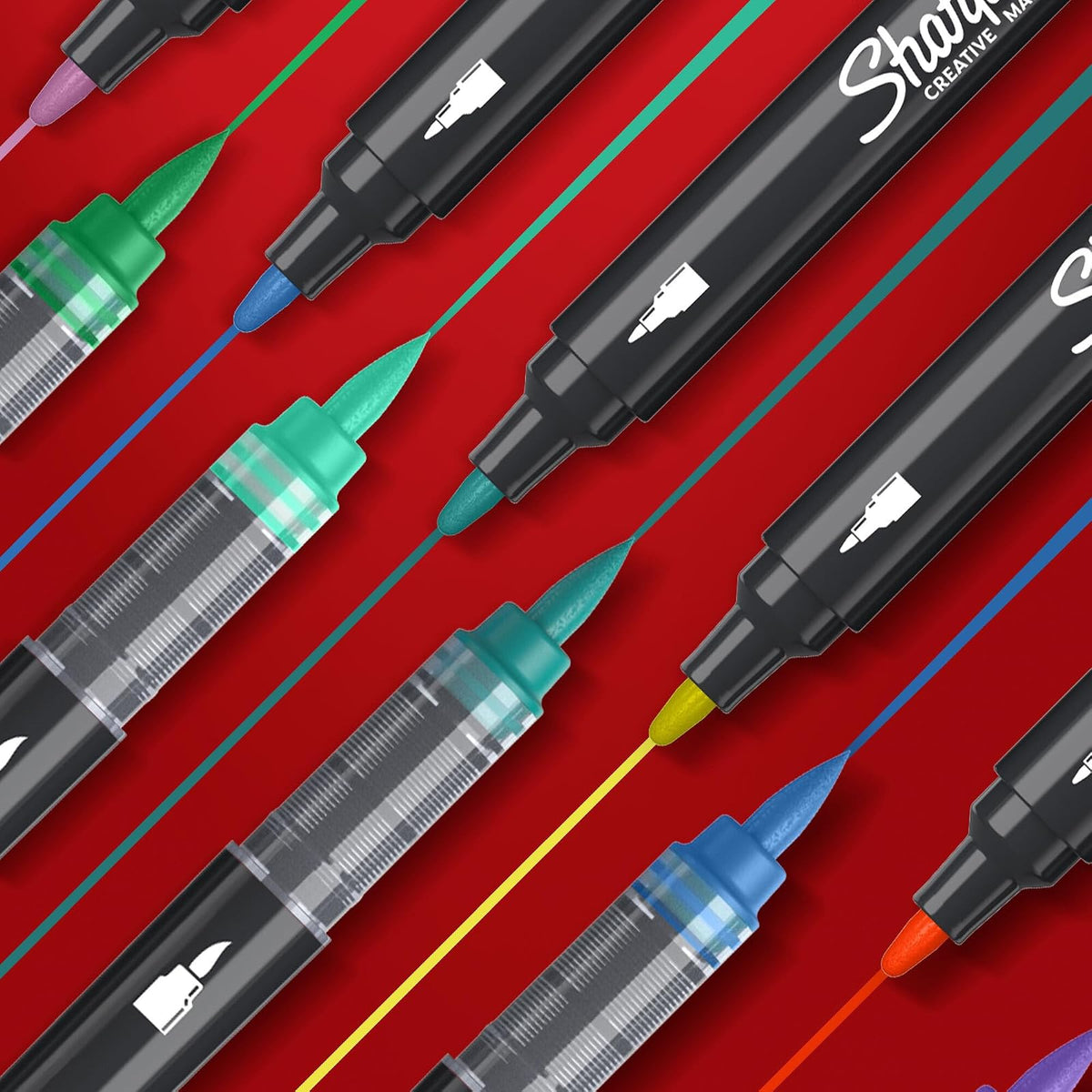 Sharpie Marcadores Creativos, Marcadores Acrílicos a Base de Agua, Punta Pincel, Colores Surtidos, 5 Piezas