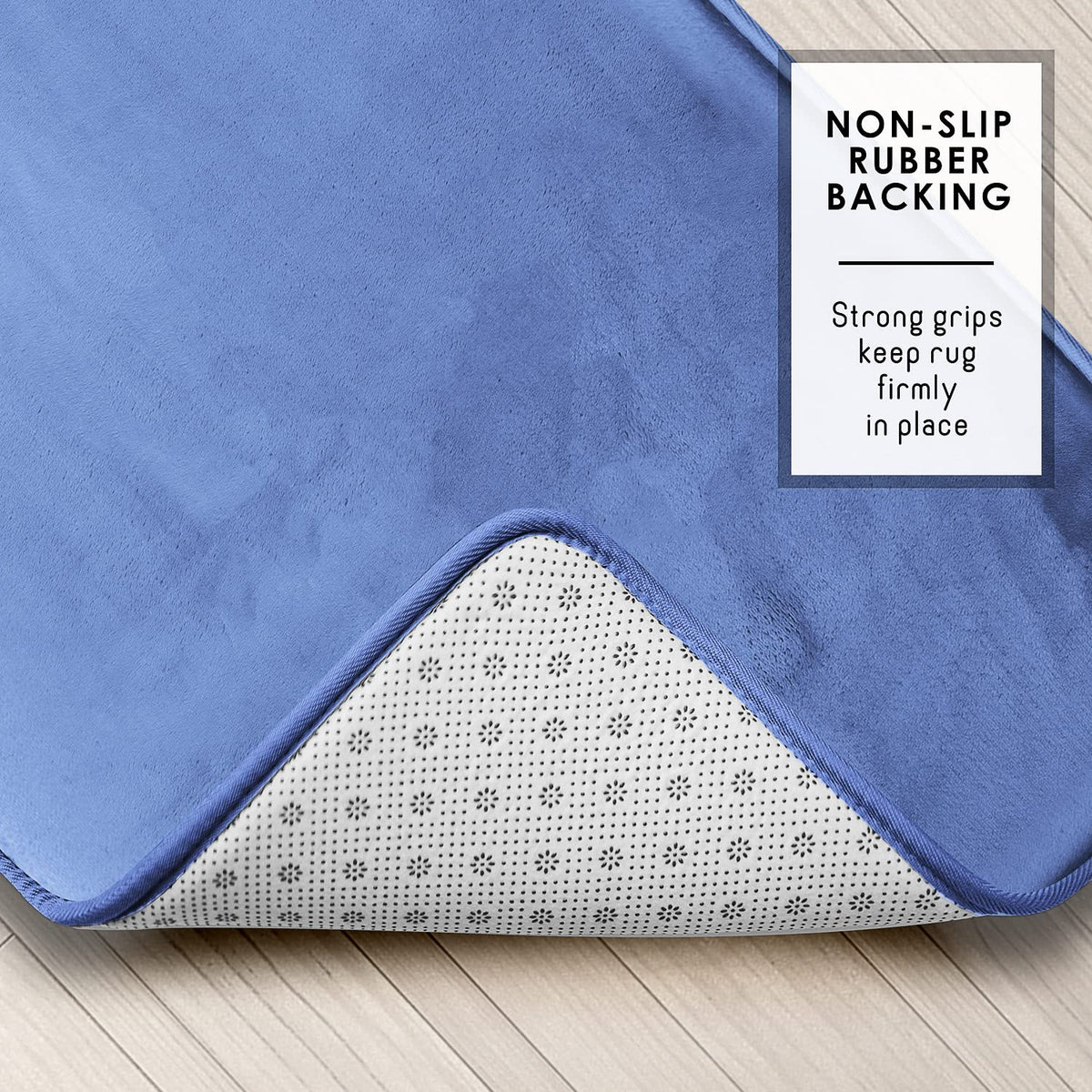 Clara Clark - Juego de 3 Alfombrillas de baño de Espuma viscoelástica de Terciopelo para baño, Antideslizantes, con Respaldo de PVC, Lavable, se Seca rápidamente, Color Azul