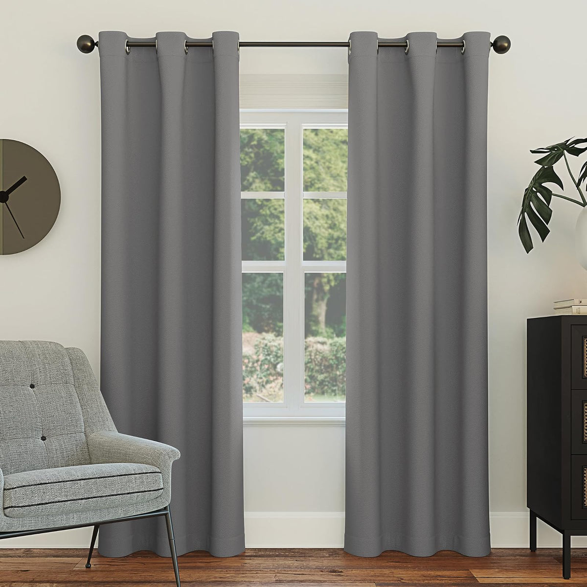 Sun Zero Easton - Cortina Opaca con Ojales, Panel Individual - Gris - 101.6An x 160Al cm (1 Paneles)