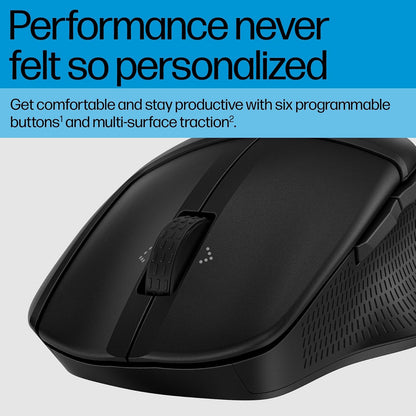 HP Mouse Bluetooth 480 Comfort, Forma contorneada, Botones programables, Bluetooth, Compatible con Varios Sistemas operativos, Agarre Lateral Suave (8T6M3AA)