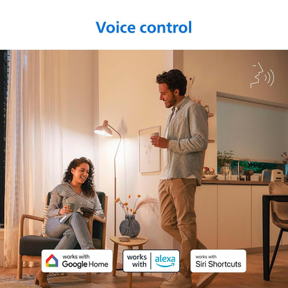 Philips Foco LED Inteligente A Todo Color A19 60W | 4 unidades, 800 lm, E26 interior, automatización atardecer amanecer, detección movimiento, control voz aplicación