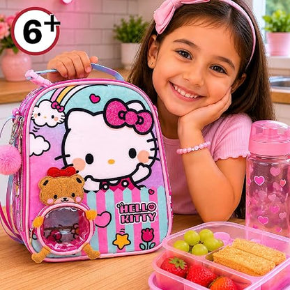 Ruz Lonchera Infantil y Preescolar | Hello Kitty | 100% Poliéster Capacidad 3 Litros | Lonchera con Asa para Niños con Compartimento Principal y Cremallera | Recomendado desde 3 años