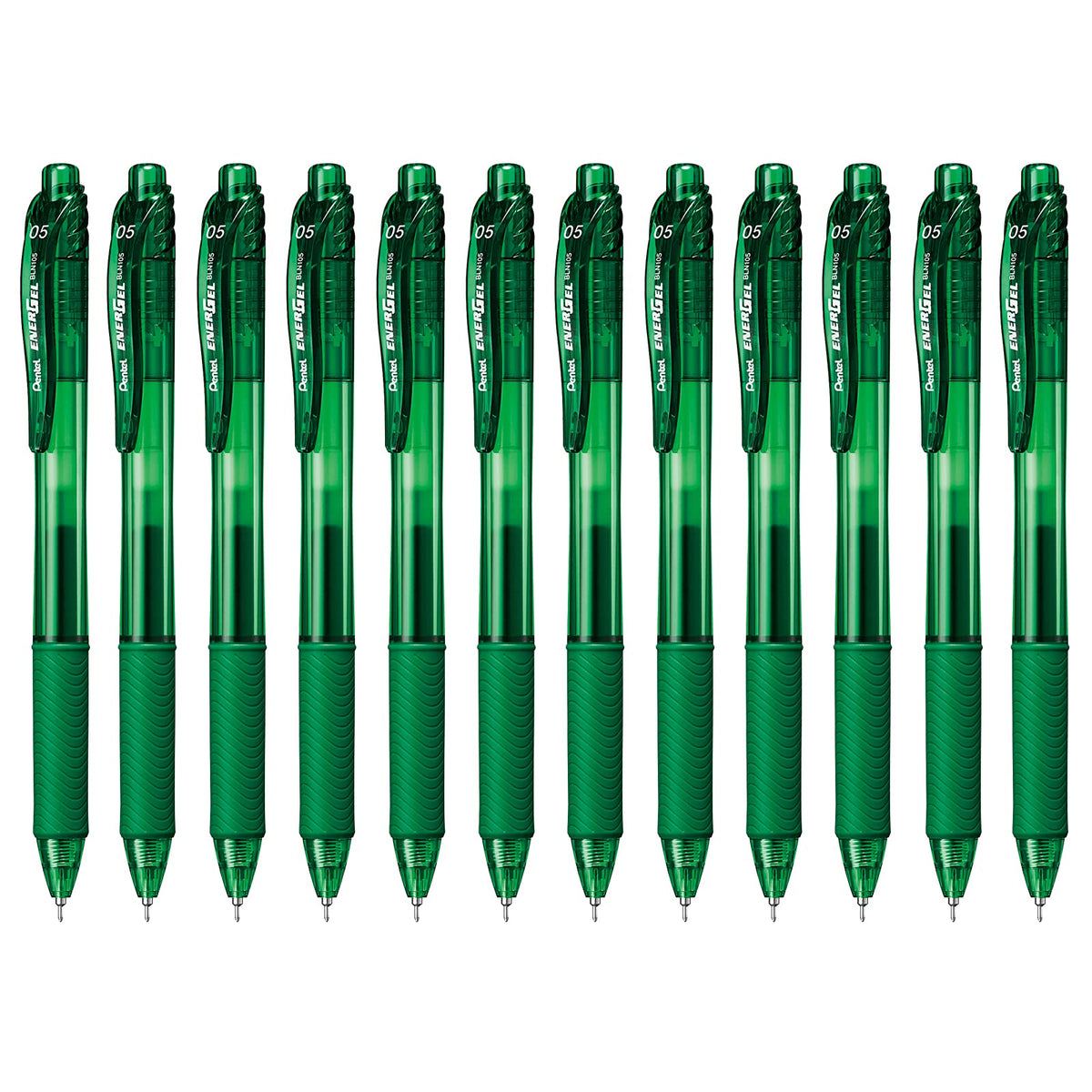 Pentel EnerGel-X Bolígrafo de Gel Punta de Aguja 0.5 mm, Paquete de 8 - 12 Unidad (Paquete de 1) - Aguja de 0,5 mm - Verde