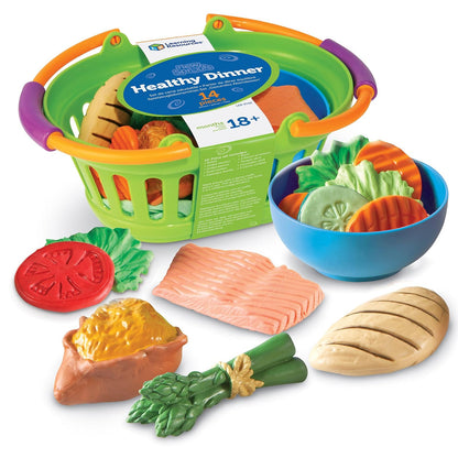 Cena saludable New Sprouts | Juego de comida, juguetes de cocina, juego de 14 piezas, edad 18 meses