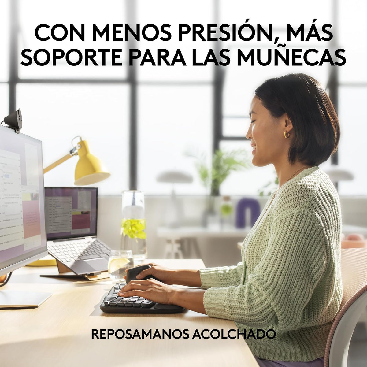 Logitech Wave Keys for Business, Teclado ergonómico inalámbrico con reposamanos Acolchado, tecnología Logi Bolt Segura, Bluetooth, Compatible con Windows/Mac/Chrome/Linux - Grafito