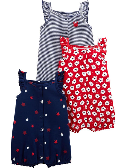 Simple Joys by Carter's - Mamelucos a presión para niñas (3 unidades)