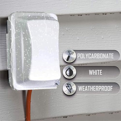Taymac - Cubierta para receptáculo de salida individual resistente a la intemperie, 6.7 cm de profundidad, Blanco, Blanco