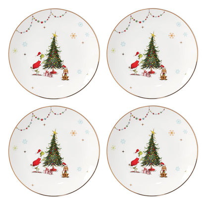 Lenox Merry Grinchmas Juego de 4 Platos para Ensalada, 20 cm - Juego de 4 Platos Extendidos