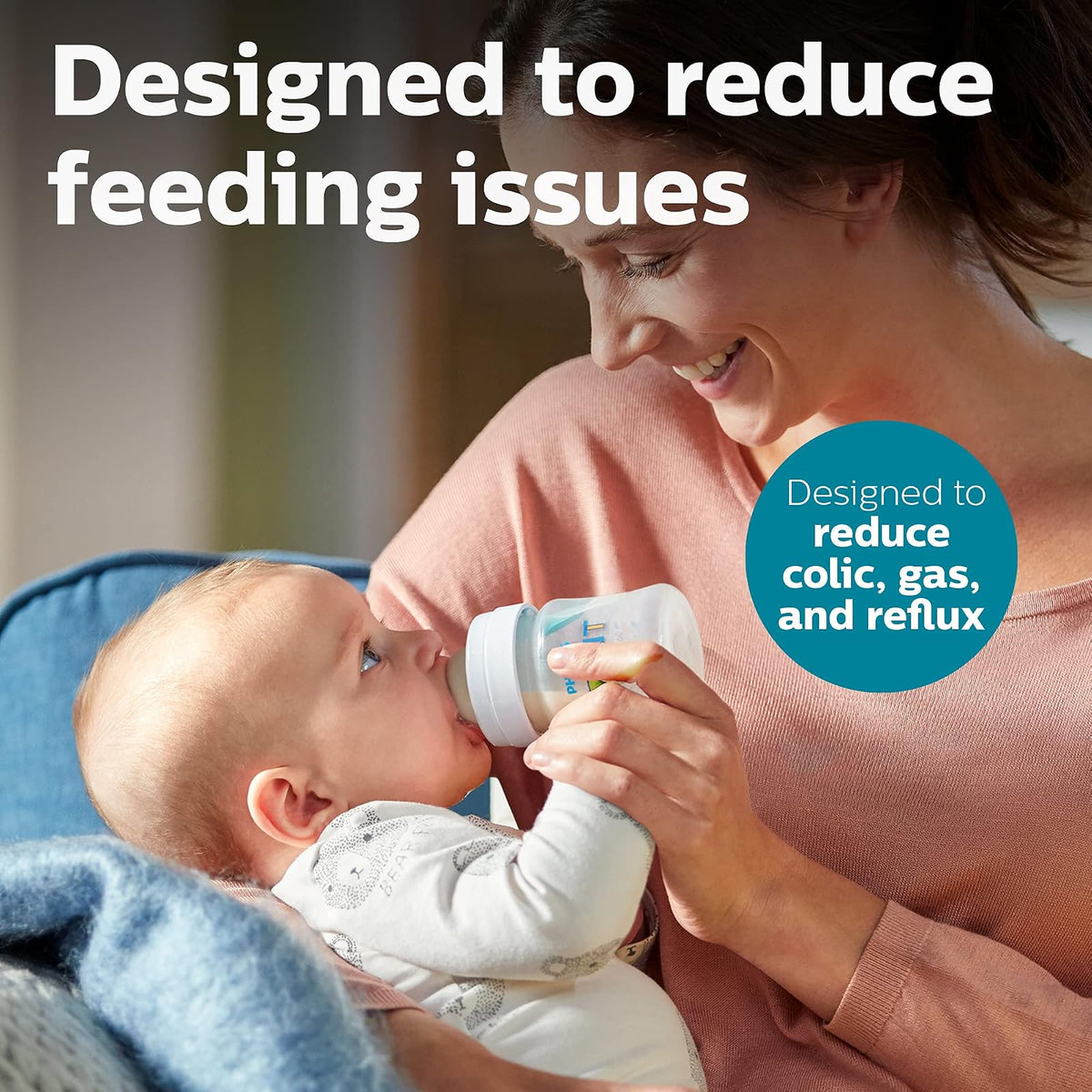 Philips Avent Biberón Anti-colic AirFree™ Clínicamente Comprobado 4 oz | Menos aire durante la alimentación | Ayuda a reducir cólicos y malestares | AirFree™ | Flujo 1 - RN | 4 pz | SCY701/04