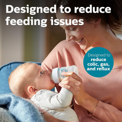 Philips Avent Biberón Anti-colic AirFree™ Clínicamente Comprobado 4 oz | Menos aire durante la alimentación | Ayuda a reducir cólicos y malestares | AirFree™ | Flujo 1 - RN | 4 pz | SCY701/04