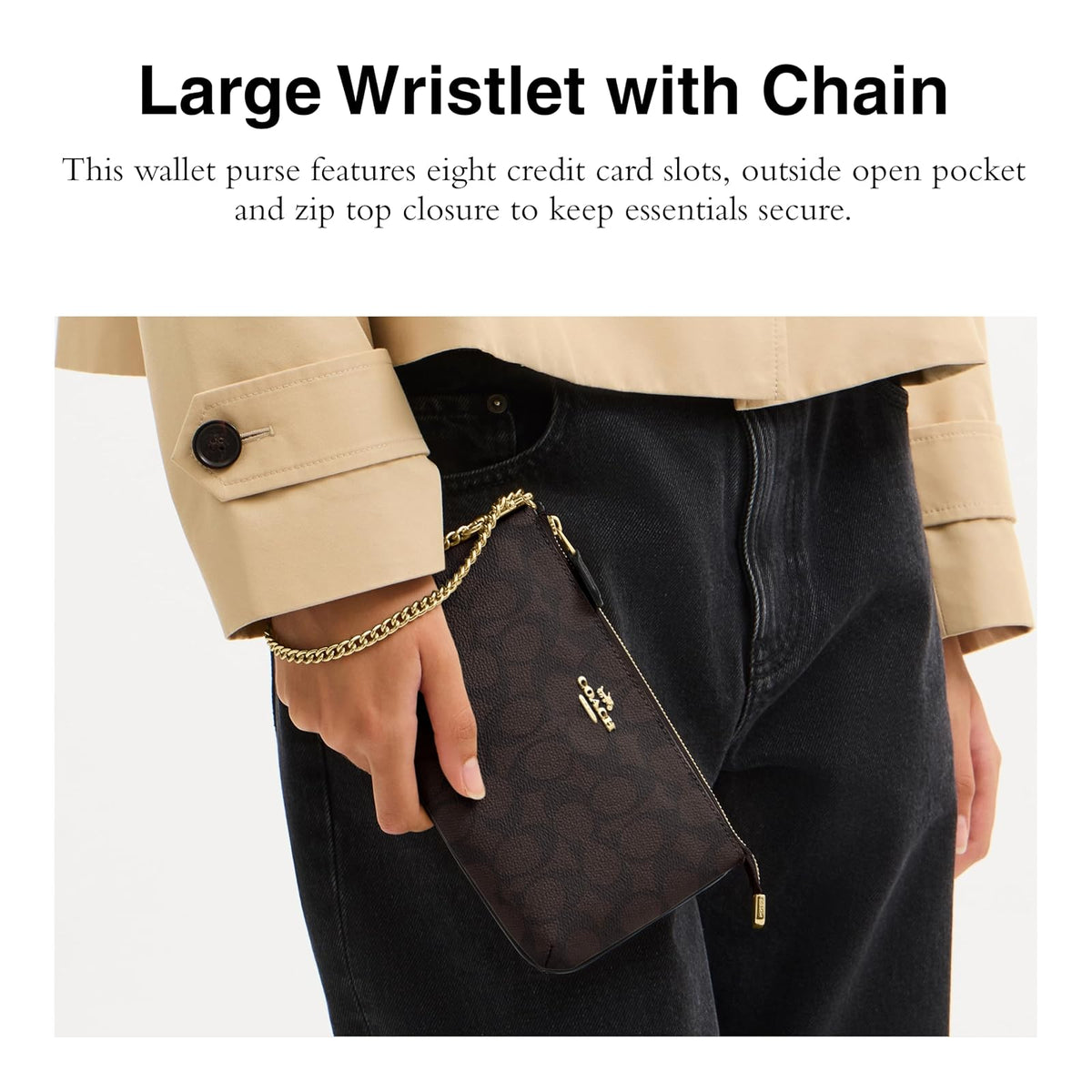 COACH Large Wristlet W Chain GRANDE WRISTLET W CADENA Mujer