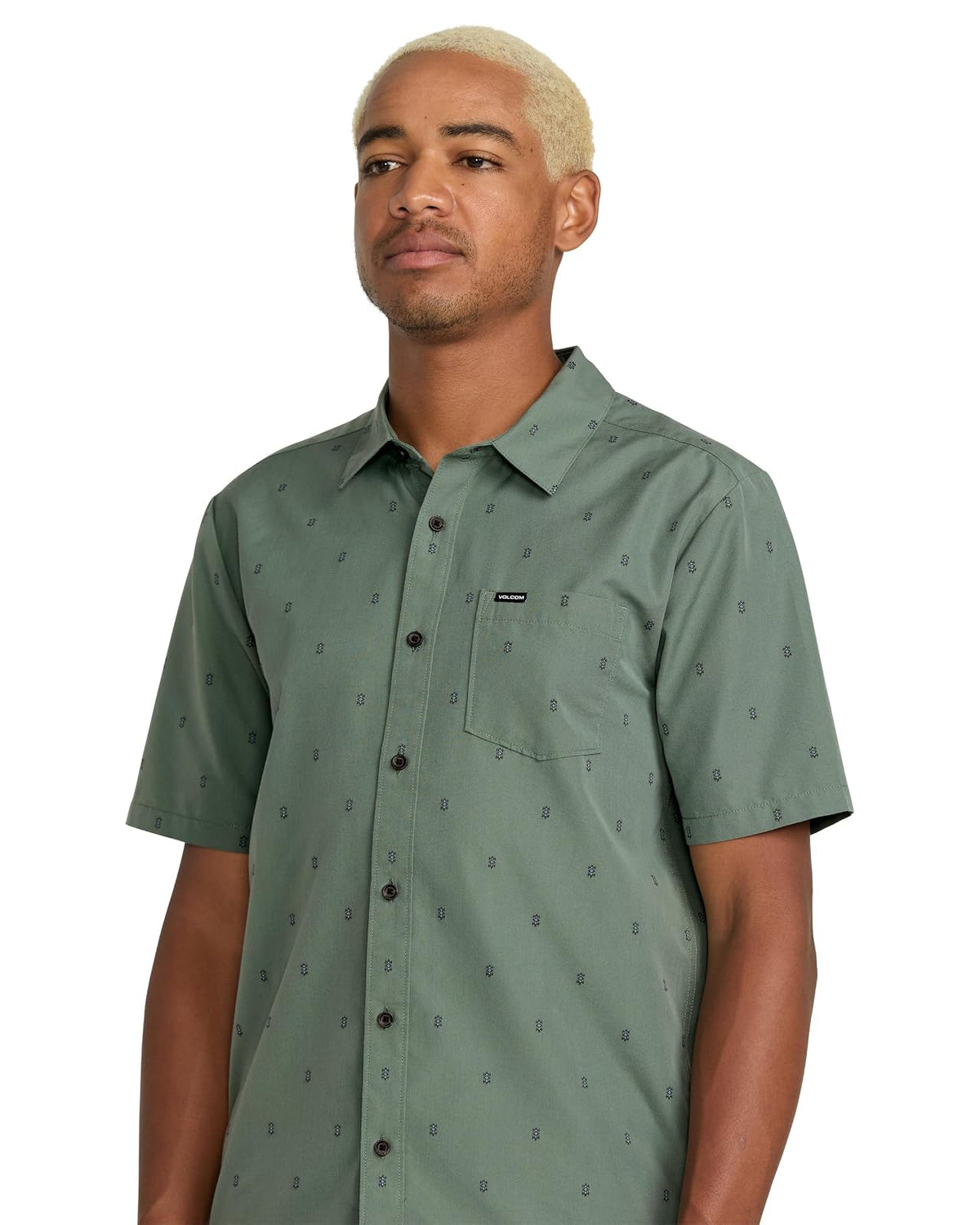 Volcom Bankstone - Camisa Tejida de Manga Corta para Hombre, Ligera, Abotonada, Mezcla de algodón Suave, Ajuste Casual para Verano