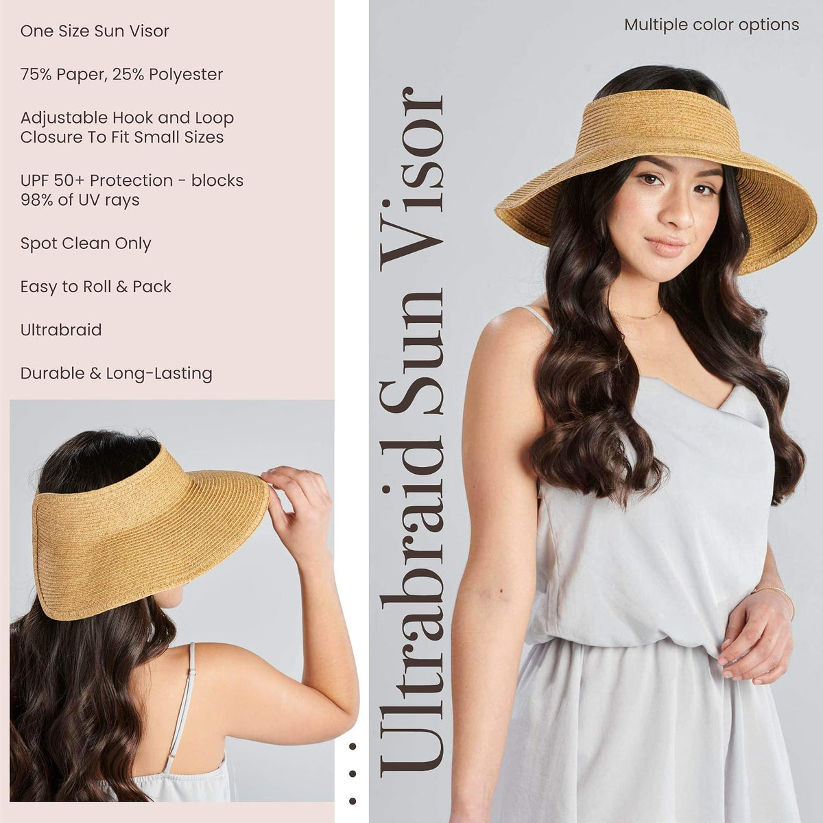 San Diego Hat Co. Visera ultrabraid con Ribete de Cinta y Banda para el Sudor Visor para Mujer