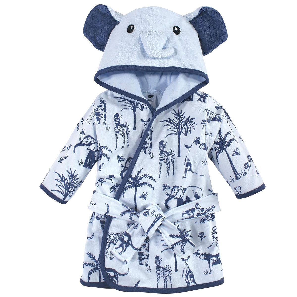 Hudson Baby Albornoz unisex de algodón para bebé, elefante azul, 0-9 meses