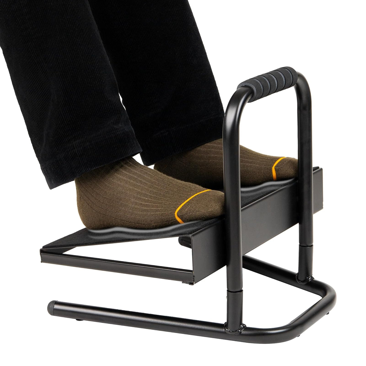 Mind Reader Foot Rest, Under Desk at Work, Ergonomic, Height Adjustable, Office, Metal, 15" L x 14.25" W x 14.5" H, Black