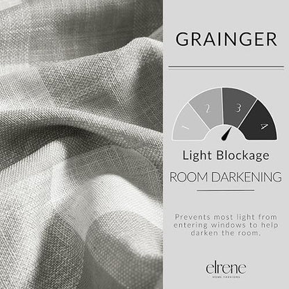Elrene Home Fashions Farmhouse Living Grainger - Cortina oscurecedora para Ventana a Cuadros, Sala de Estar y recámara con pestañas de Bolsillo para Barra, 52 x 95 Pulgadas, Gris, 1 Panel
