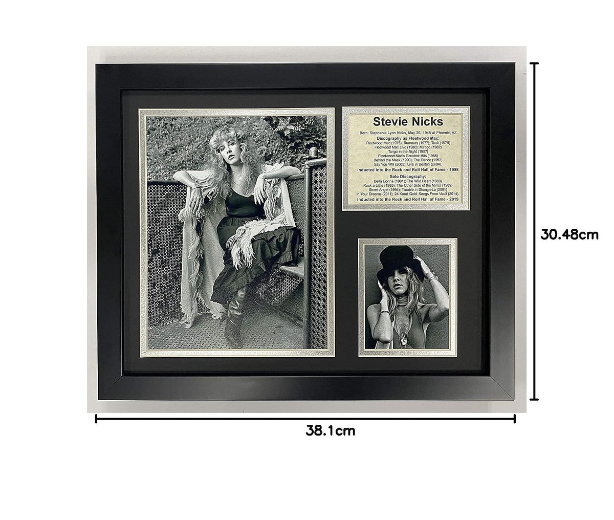 Stevie Nicks Fleetwood Mac- retratos en blanco y negro | collage de fotos enmarcado – 12 x 15 cm | Legends Never Die