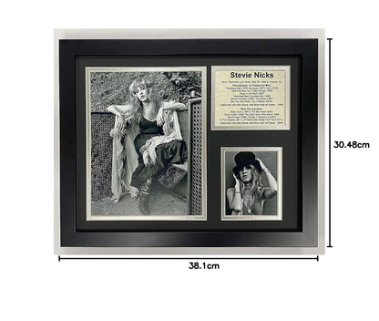 Stevie Nicks Fleetwood Mac- retratos en blanco y negro | collage de fotos enmarcado – 12 x 15 cm | Legends Never Die