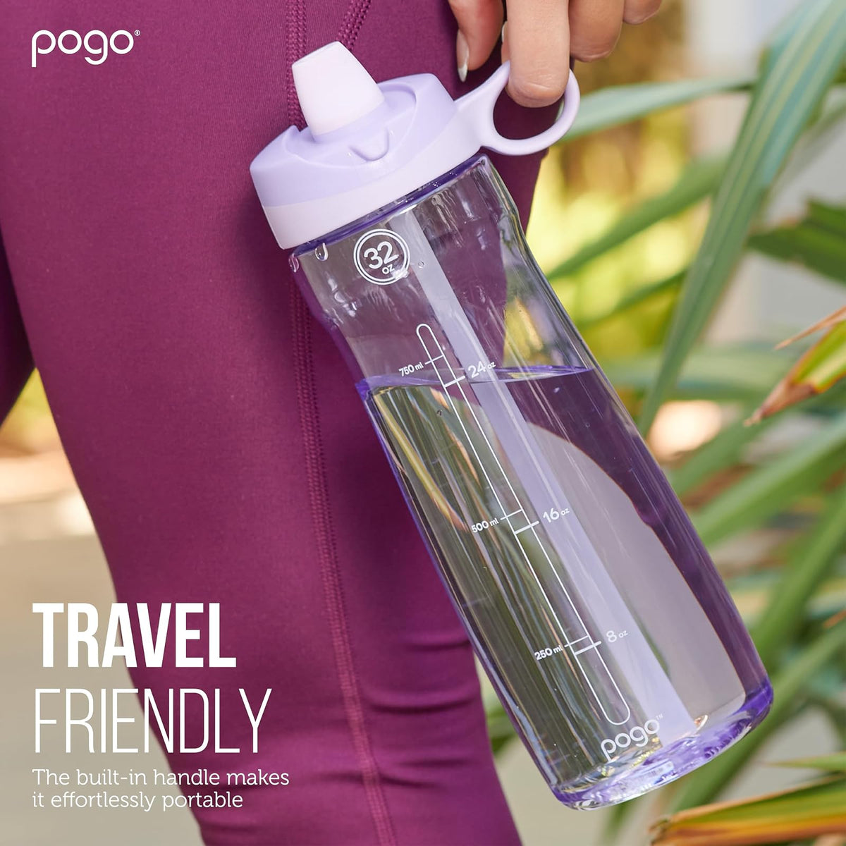 Pogo Botella de Agua con Tapa deslizable, de plástico sin BPA, 532.32 ml