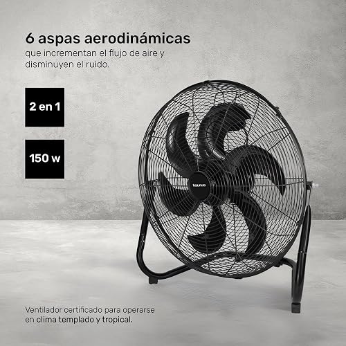 TAURUS FLASH | Circulador de Aire Metálico Industrial 20” | Motor Industrial Potente | 6 Aspas Aerodinámicas Alto Flujo y Bajo Ruido | Reja Metálica | Piso y Pared | 3 Velocidades | Garantía 5 Años