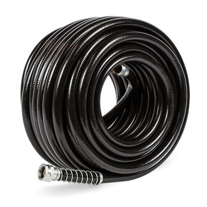 Fiskars Gilmour Pro Manguera de Agua Flexogen de 5/8 Pulgadas x 100 pies, Manguera de jardín Flexible para Jardines, parterres y aspersores de césped, Color Negro