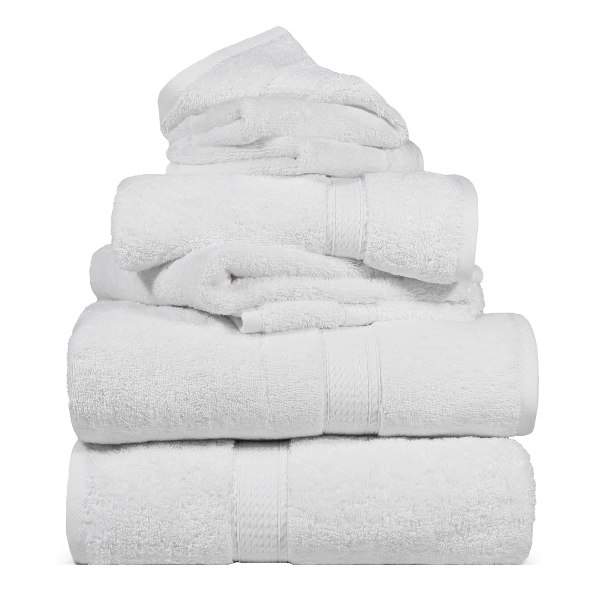 Juego de toallas de algodón egipcio de 900 g/m², Moderno, Blanco, Set de 6 piezas, 1