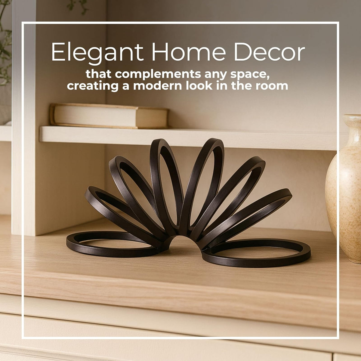 Sagebrook Home Metal, 11 Pulgadas, decoración de Anillo Slinky Negro, Redondo, Aluminio, contemporáneo, 11 Pulgadas de Largo x 5 Pulgadas de Ancho x 6 Pulgadas de Alto, Color sólido