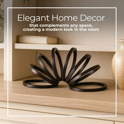 Sagebrook Home Metal, 11 Pulgadas, decoración de Anillo Slinky Negro, Redondo, Aluminio, contemporáneo, 11 Pulgadas de Largo x 5 Pulgadas de Ancho x 6 Pulgadas de Alto, Color sólido