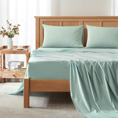 Comfort Spaces Juego de Sábanas Coolmax | King, Aqua, 4 piezas, absorbe humedad, bolsillo profundo 14 pulgadas, resistente a decoloración