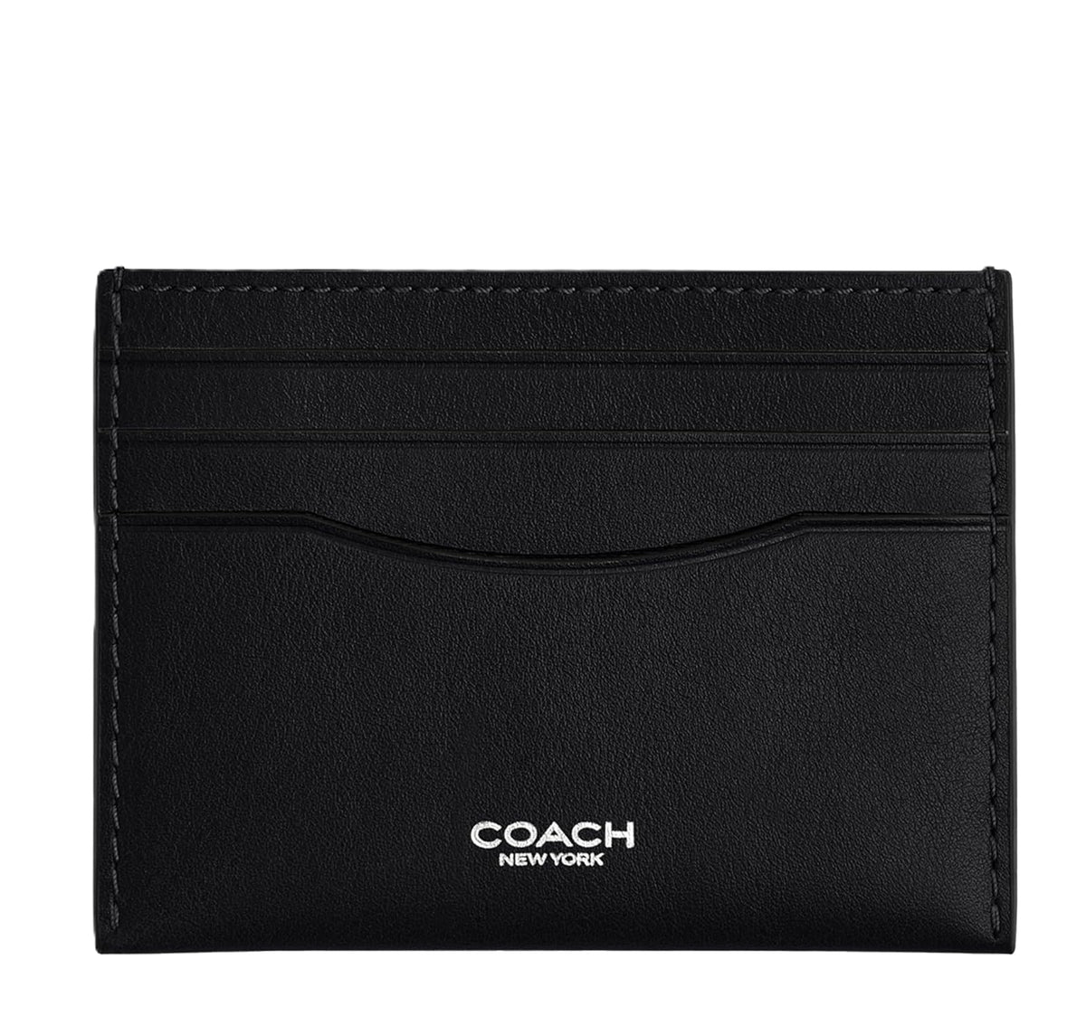 COACH - Estuche plano para tarjetas hombre, Negro, 6 tarjetas, Cuero de becerro, Una talla - Una talla - Negro -