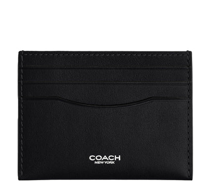 COACH - Estuche plano para tarjetas hombre, Negro, 6 tarjetas, Cuero de becerro, Una talla - Una talla - Negro -