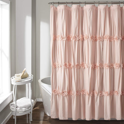 Lush Decor Darla Cortina de Ducha de baño Floral Fruncida, 72 x 72 Pulgadas, Color Rubor