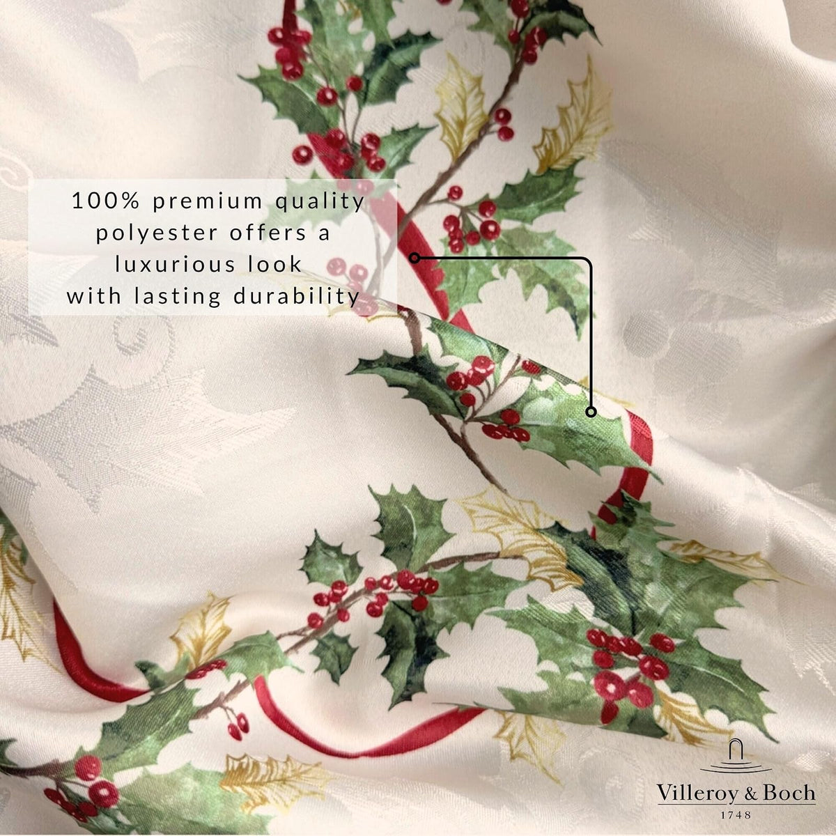 Elrene Home Fashions Villeroy & Boch - Mantel de Invierno para Navidad y día Festivo, Rectangular de 60 x 144 Pulgadas