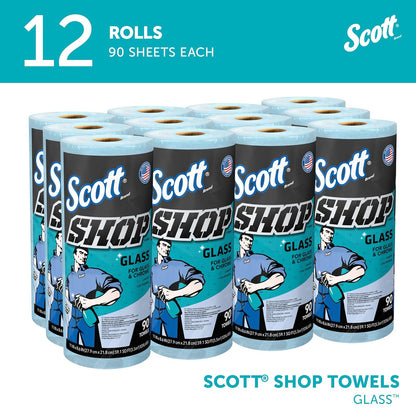 Scott 32896 - Toallas, vidrio, 1 capa, 8.6 x 11 pulgadas, azul, 90 hojas por rollo (caja de 12 rollos)